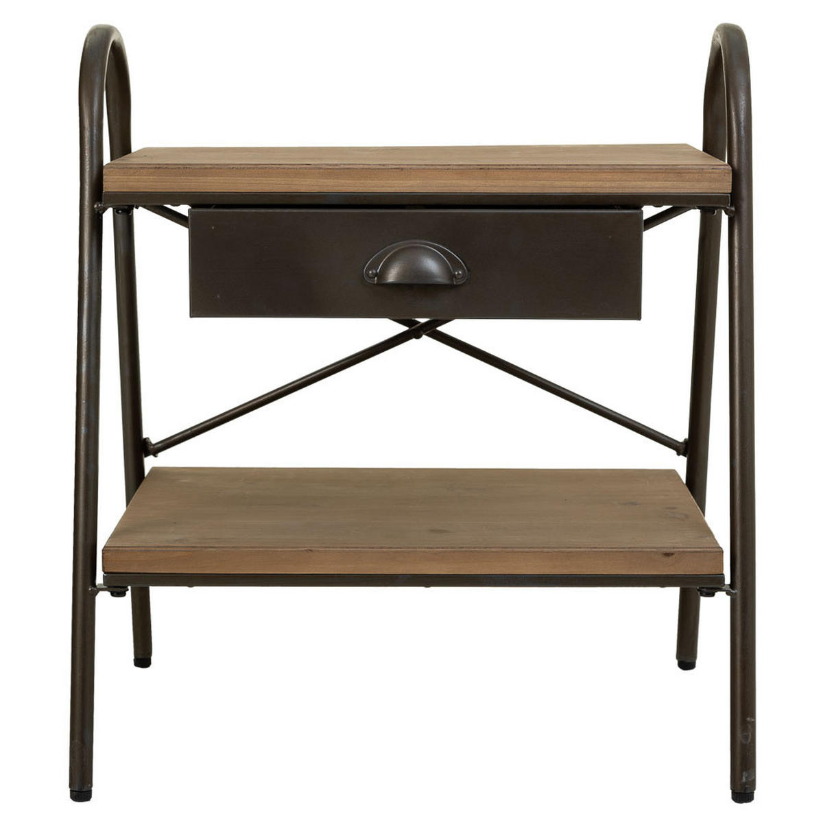 NACHTTISCH aus Metall und Holz, braun, 52x42x60cm - Braun, Holz (52/60/42cm) - Wanderlust