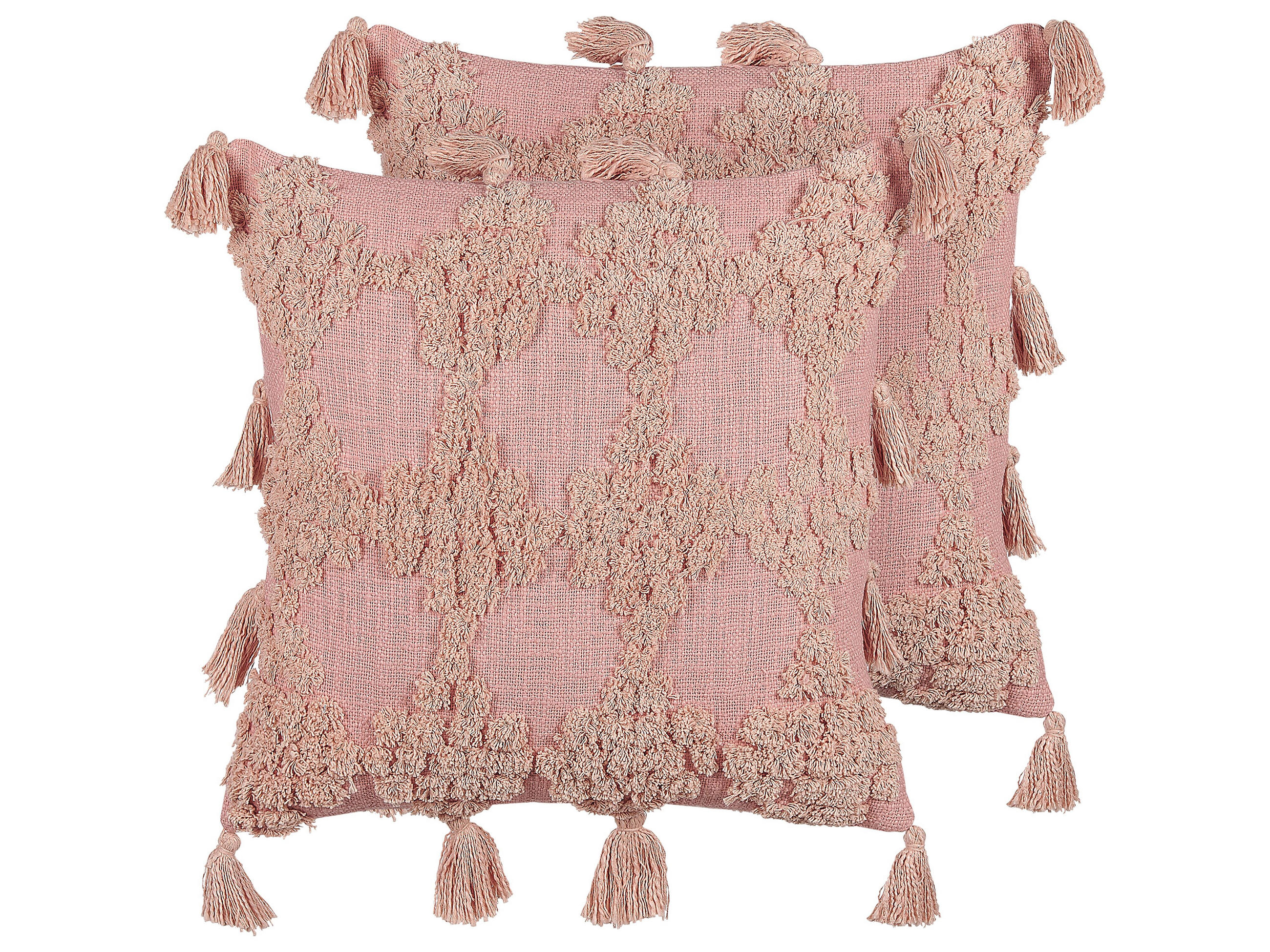 DEKOKISSEN 2er-Set Rosa 45/45 cm Torenia - Pink, Naturmaterialien/Textil (45/45cm) - Beliani