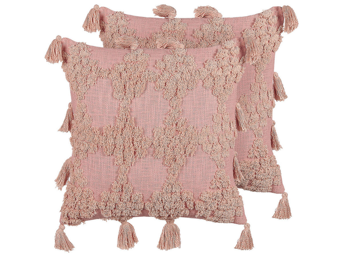 DEKOKISSEN 2er-Set Rosa 45/45 cm Torenia - Pink, Naturmaterialien/Textil (45/45cm) - Beliani