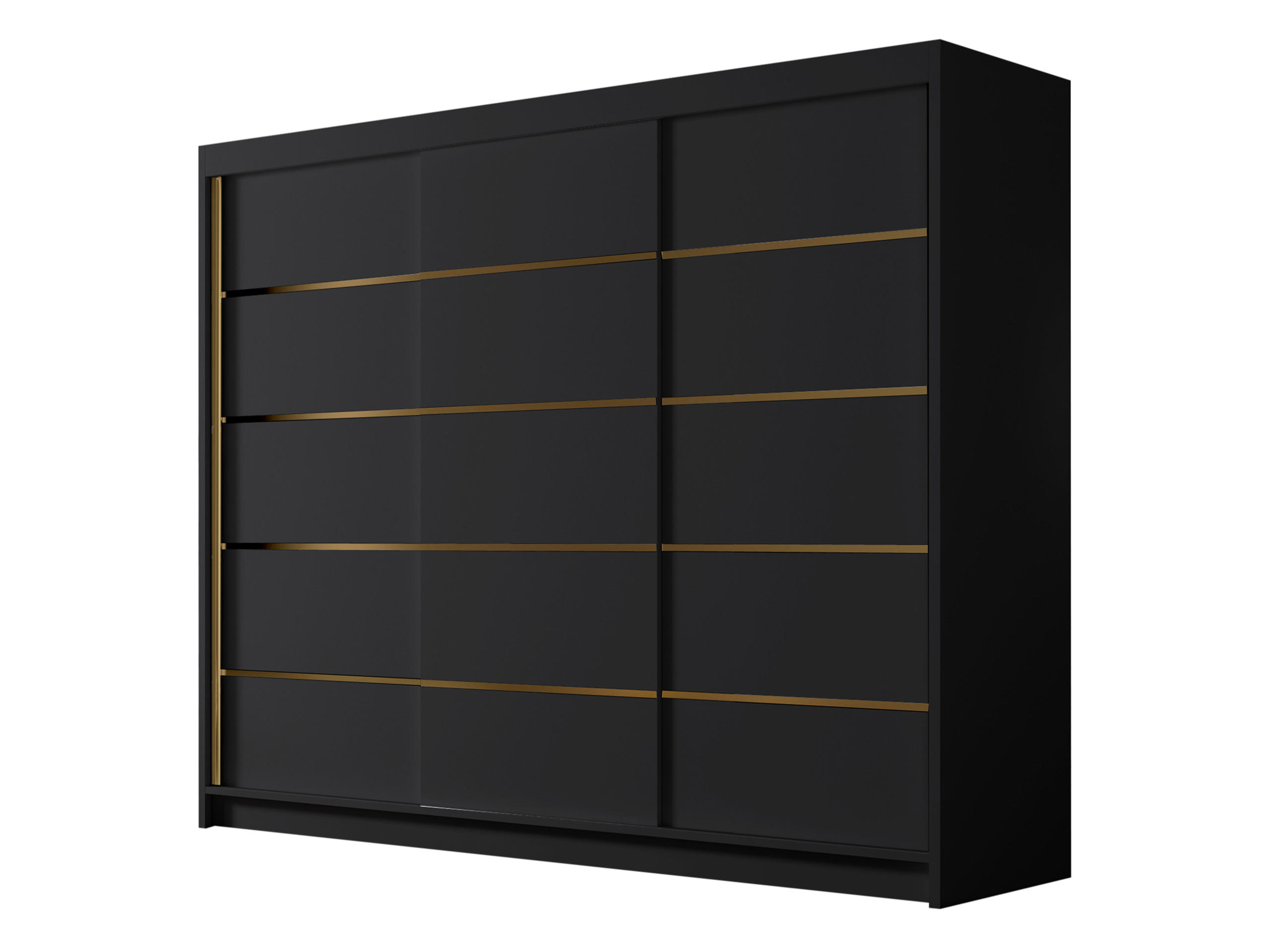 SCHIEBETÜRENSCHRANK Amber VII - Goldfarben/Schwarz, Holzwerkstoff/Metall (250/215/58cm) - MIRJAN24