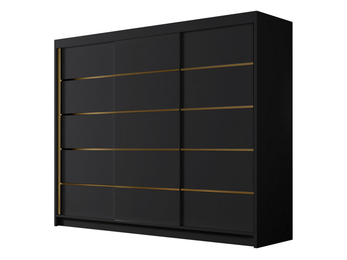 SCHIEBETÜRENSCHRANK Amber VII - Goldfarben/Schwarz, Holzwerkstoff/Metall (250/215/58cm) - MIRJAN24