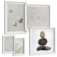 BILDER SET 5er Set - 50x50 cm & 20x30 cm & 40x60 cm Weißer Rahmen - Sandsteine moderne Farbe - Weiß, Kunststoff (40/60cm) - TULUP