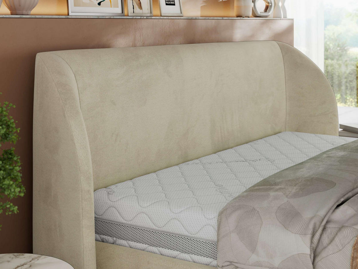 POLSTERBETT CAELA CLASSIC 200/200 - Beige Velvet - ohne Matratze - Beige, Textil (200/200cm) - MKS
