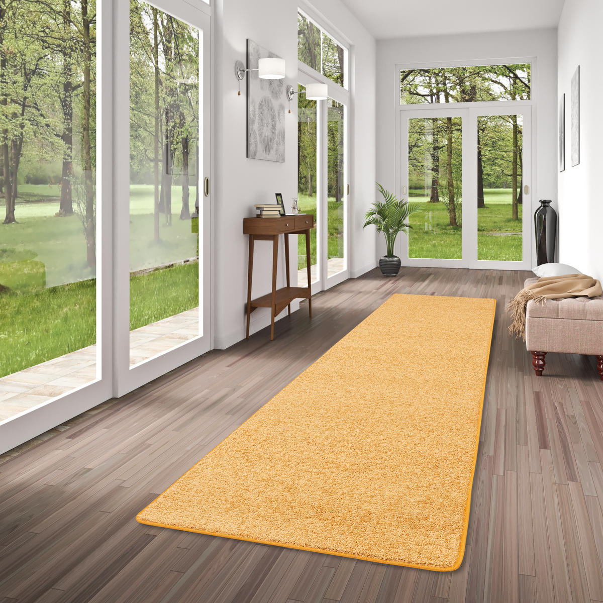 HOCHFLOR VELOURS TEPPICH LÄUFER MONA - Currygelb, Textil (80/240cm) - Snapstyle