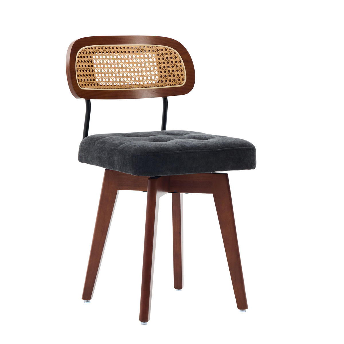 STUHL-SET 2 Stück Rattan 360° drehbar, DE-42279, Schwarz - Schwarz, Metall (50/77/43cm) - ComfortXL