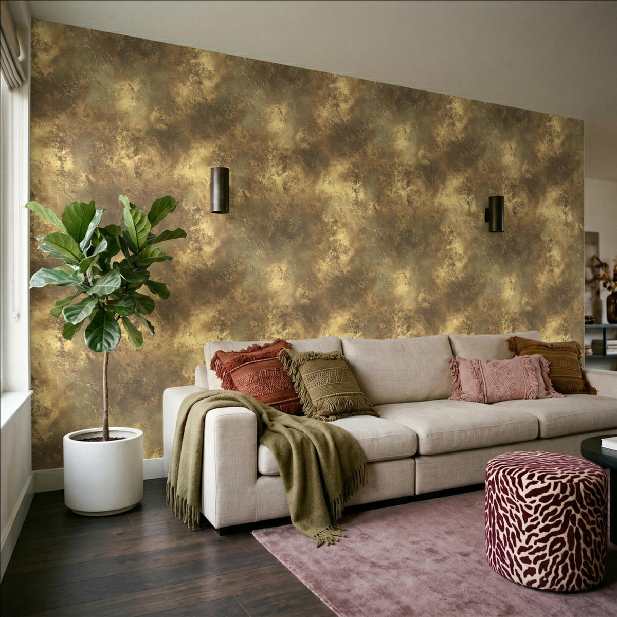 TAPETE - Antik - Metallic-Look - Gold - 400x220 cm - Messingfarben, Papier (400/220cm) - OnlyWow