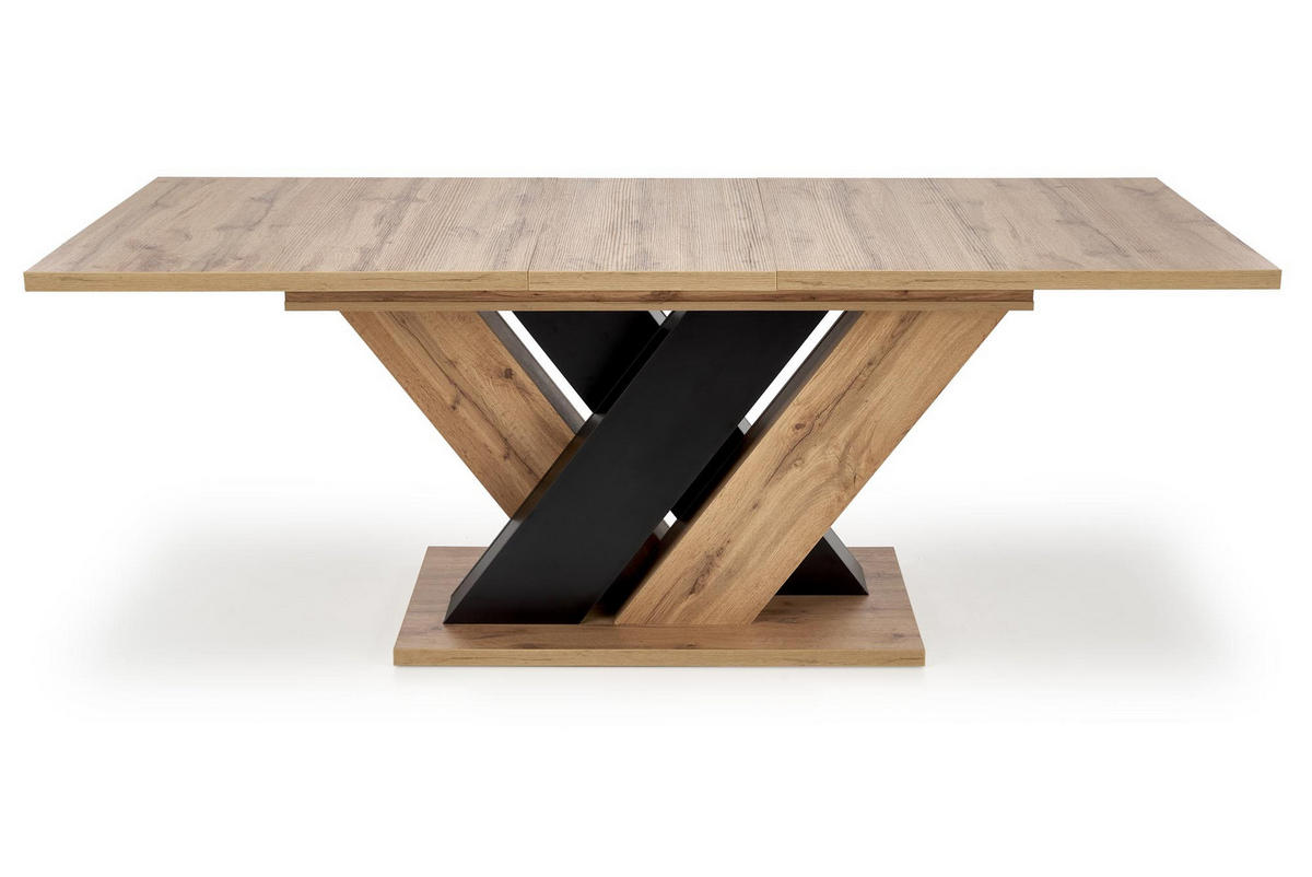 ESSTISCH rechteckig Eiche Artisan Schwarz ausziehbar - Schwarz/Eiche Artisan, Holzwerkstoff (90/160/76cm) - designimpex