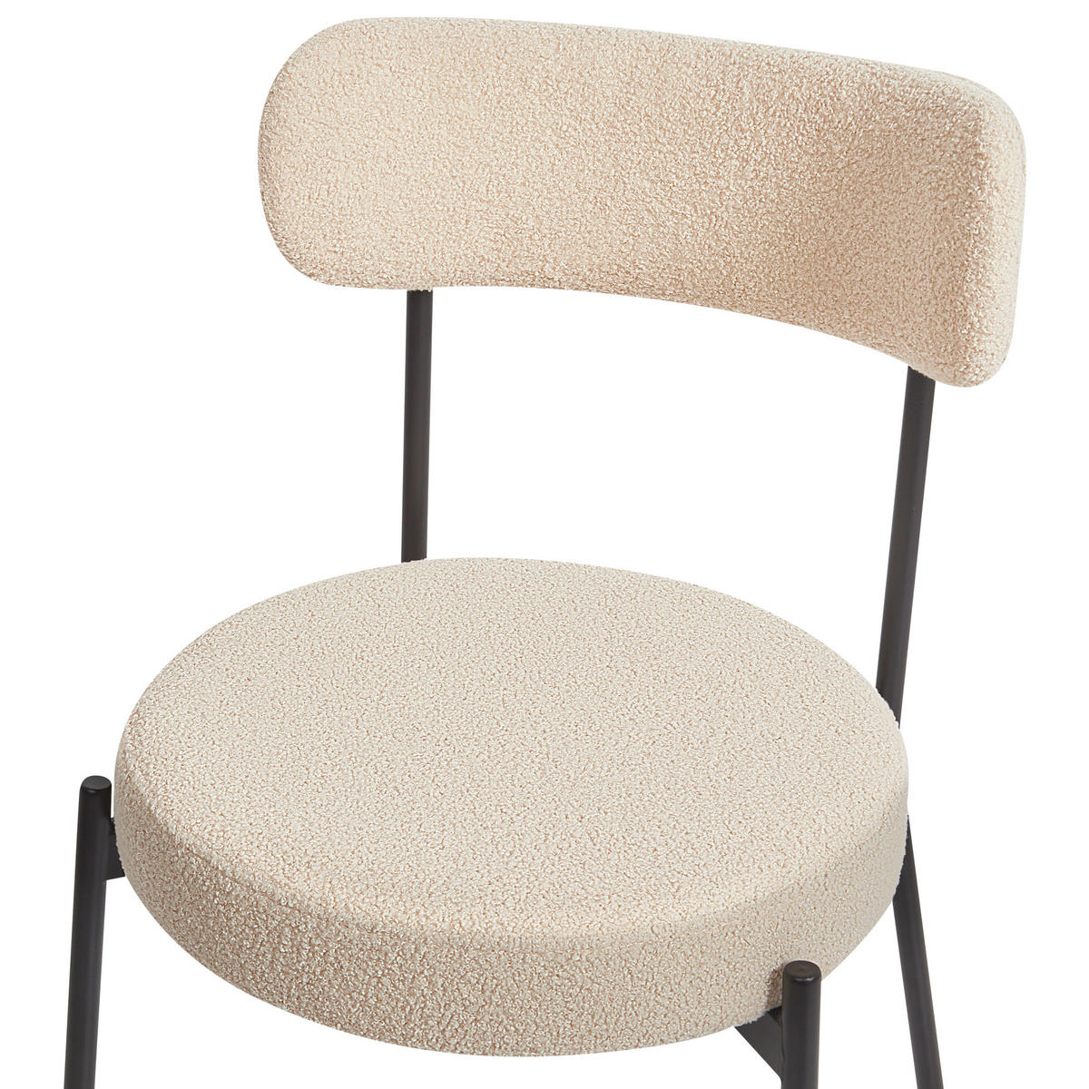 ESSZIMMERSTUHL 2er-Set Bouclé Helles Beige Allison - Beige/Schwarz, Textil (47/77/52cm) - Beliani