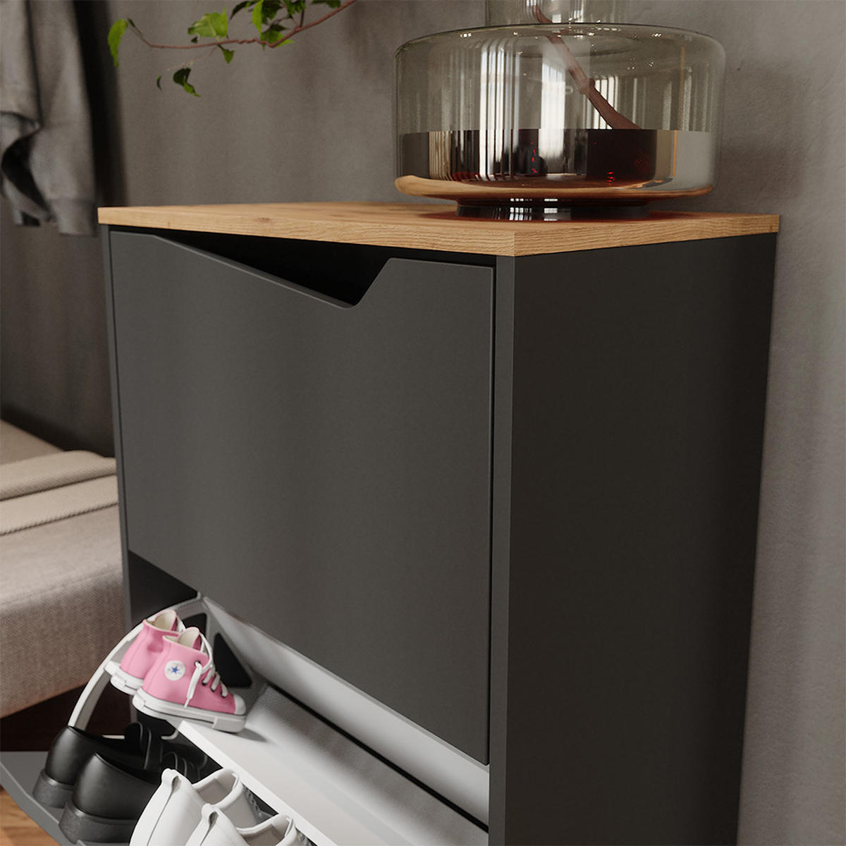 BOTNÍK NA BOTY Marelle Antracit/Artisan - světle šedá/antracitová, kompozitní dřevo (60/91.6/38cm) - Vicco