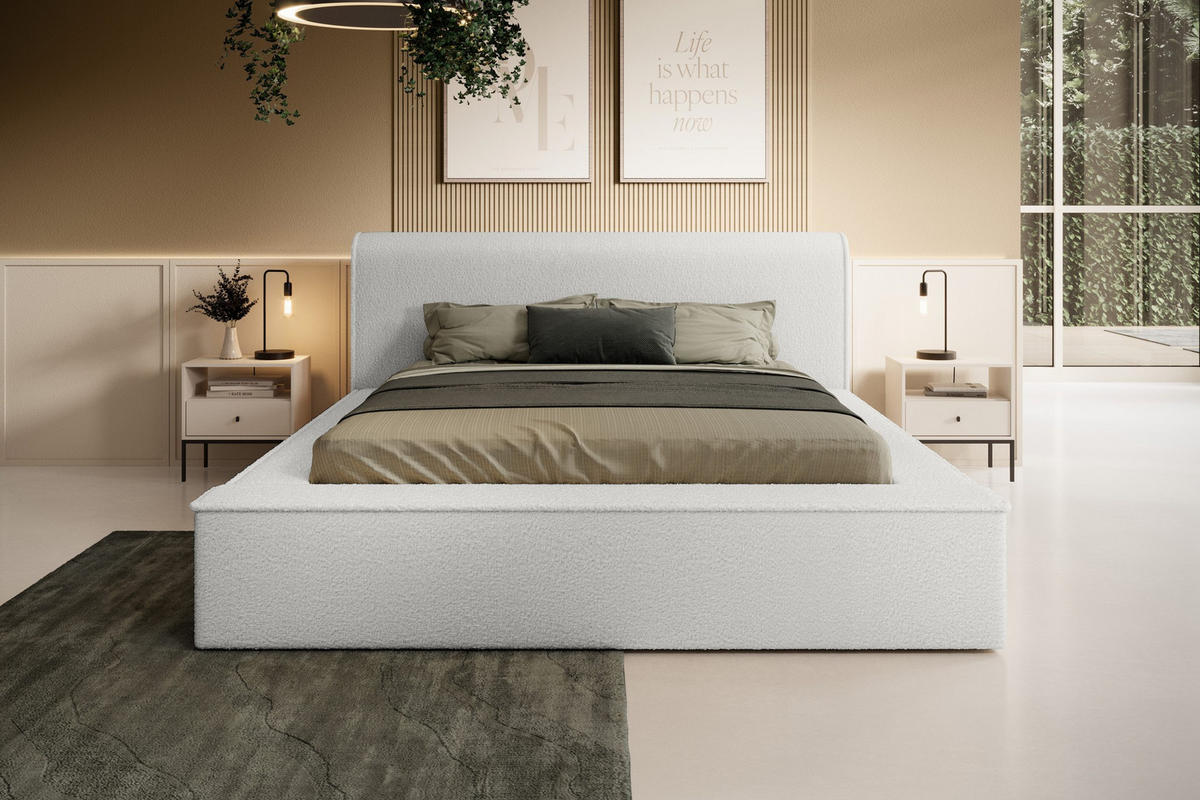 POLSTERBETT aus Polstermaterial Pedrosa 180x200 cm, Weiß - Weiß, Textil (180/200cm) - Fedve