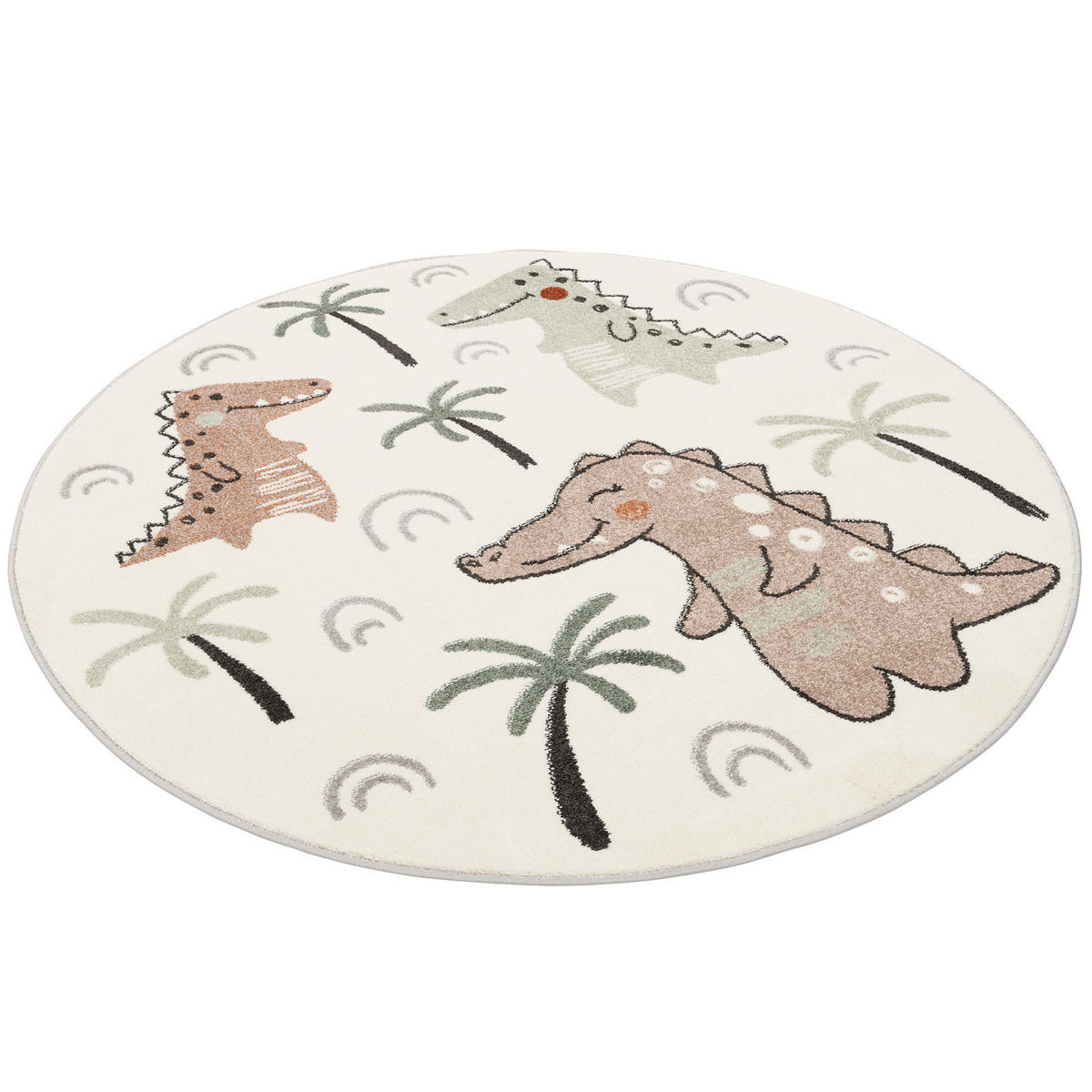 KINDER TEPPICH SOFTSTAR KIDS LUSTIGE DINOS RUND - Multicolor, Textil (160/160cm) - Pergamon