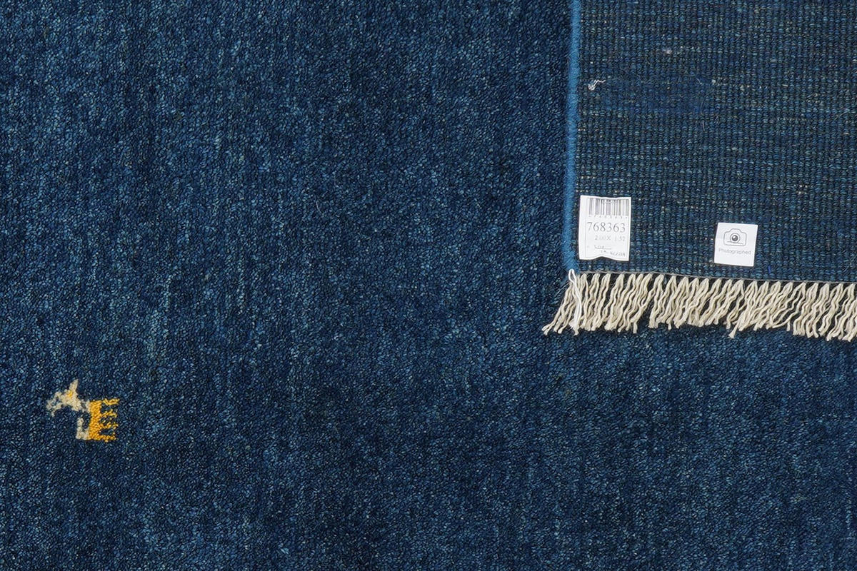GABBEH-TEPPICH handgeknüpft Blau 200/152 cm Schurwolle - Blau, Textil (152/200cm) - Looma