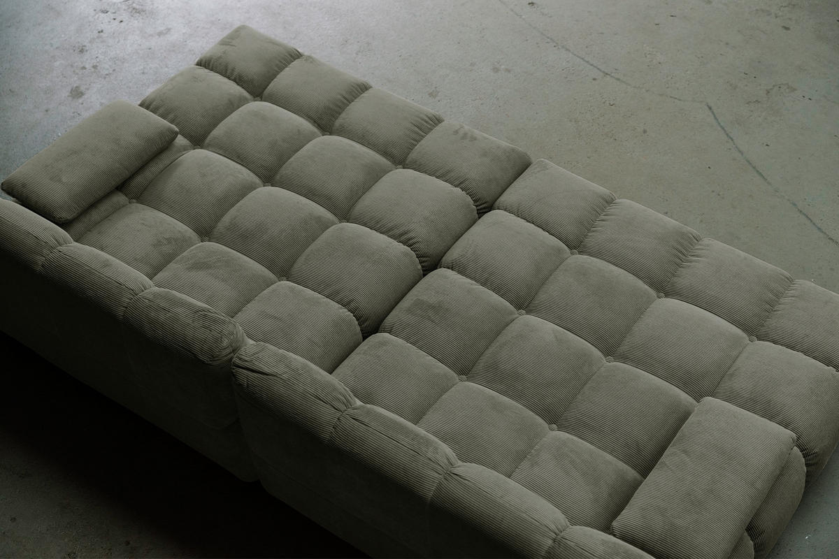 BIG SOFA VIVIEN Grün Cord - Schwarz/Olivgrün, Kunststoff/Textil (296/85/178cm) - KAWOLA