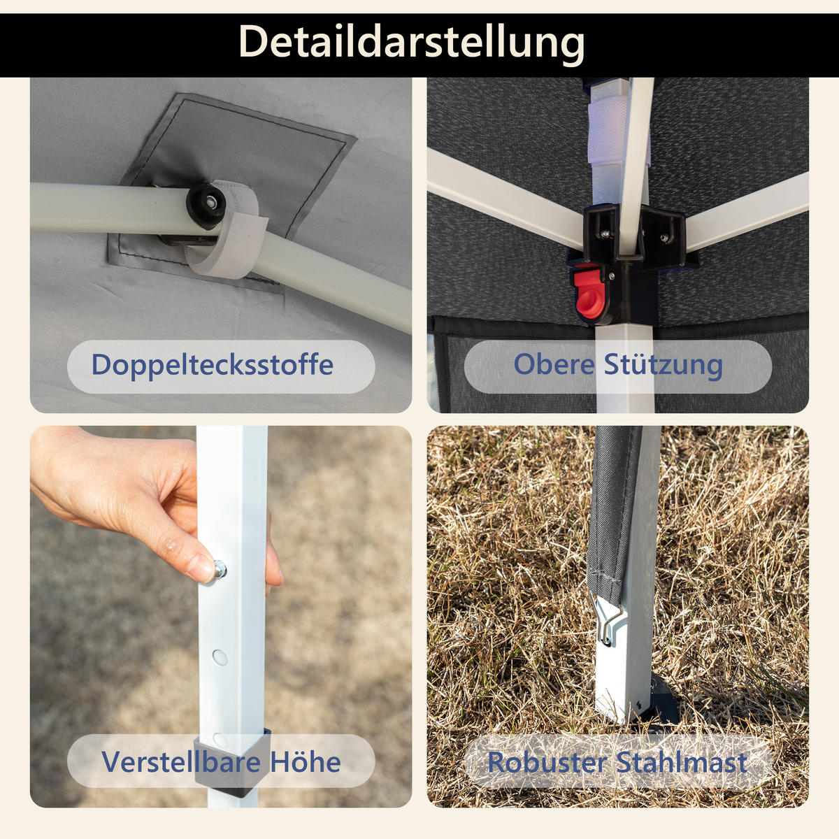 PAVILLON Faltpavillon 3x3 m Grau - Grau, Metall (313/197/313cm) - ComfortXL