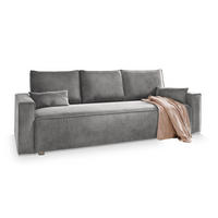 BETTSOFA ALATRI Hellgrau Velours-Stoff mit Schlaffunktion - Hellgrau, Textil (230/85/87cm) - MASSENO
