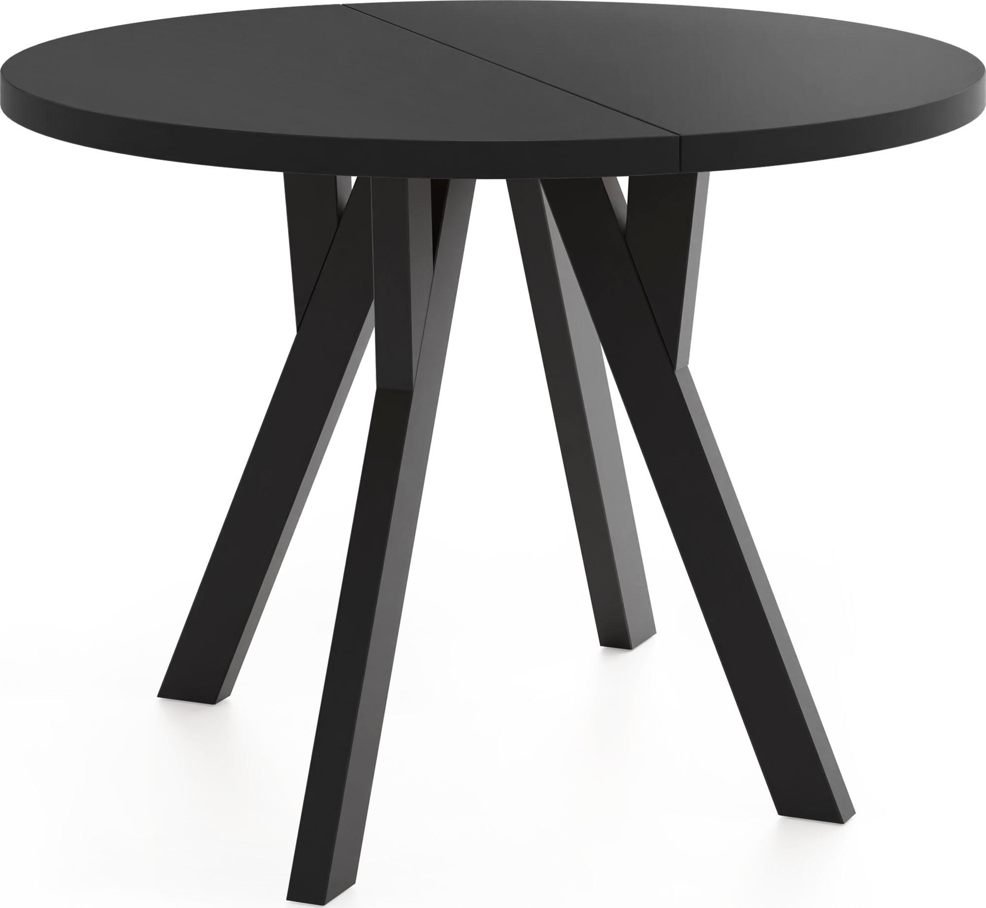 ESSTISCH Avero Black runder ausziehbarer, Schwarz 80-160/80/77 cm - Schwarz, Holz/Holzwerkstoff (80/80/77cm) - WFL GROUP