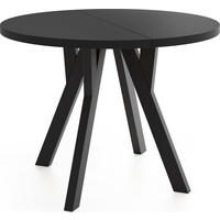 ESSTISCH Avero Black runder ausziehbarer, Schwarz 90-190/90/77 cm - Schwarz, Holz/Holzwerkstoff (90/90/77cm) - WFL GROUP