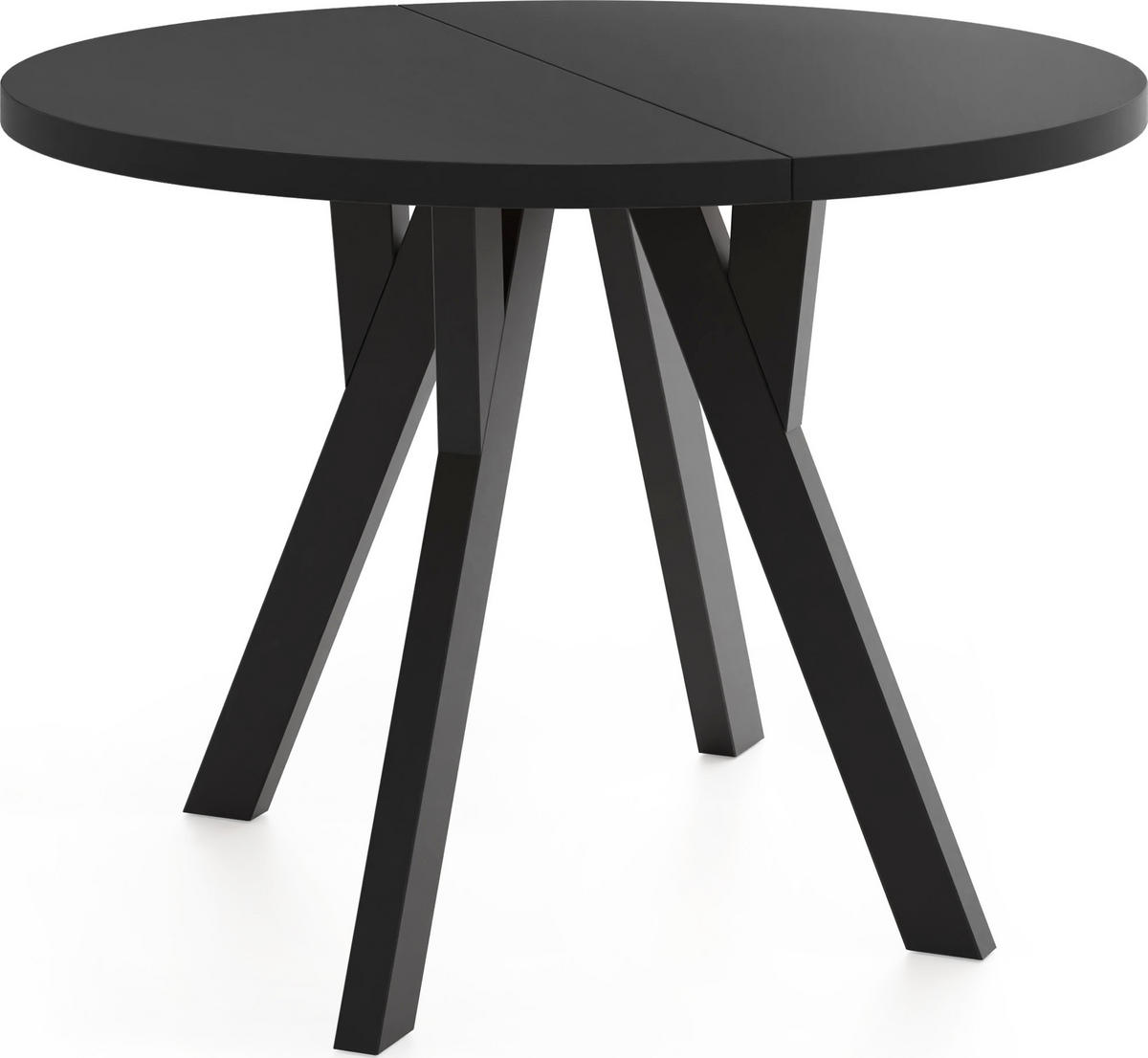 ESSTISCH Avero Black runder ausziehbarer, Schwarz 90-190/90/77 cm - Schwarz, Holz/Holzwerkstoff (90/90/77cm) - WFL GROUP