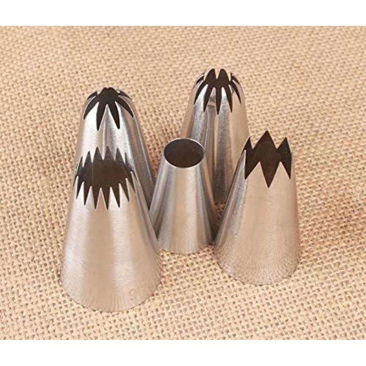 SPRITZTÜLLEN 5-teiliges Set Edelstahl - Silberfarben, Metall (3.5/1/5cm)