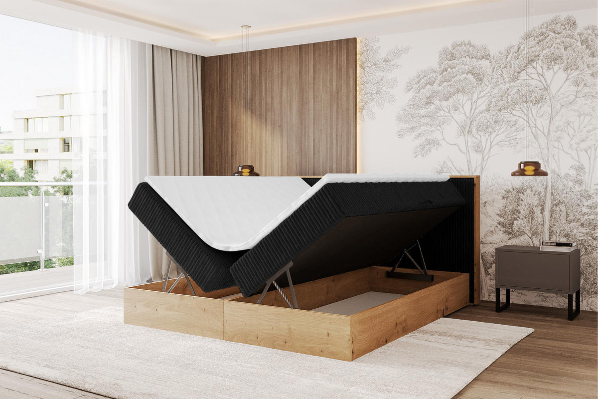 BOXBETT LOLLI9 - 180x200 - H3 Schwarz - Schwarz, Holzwerkstoff (180/200cm) - ALTDECOR