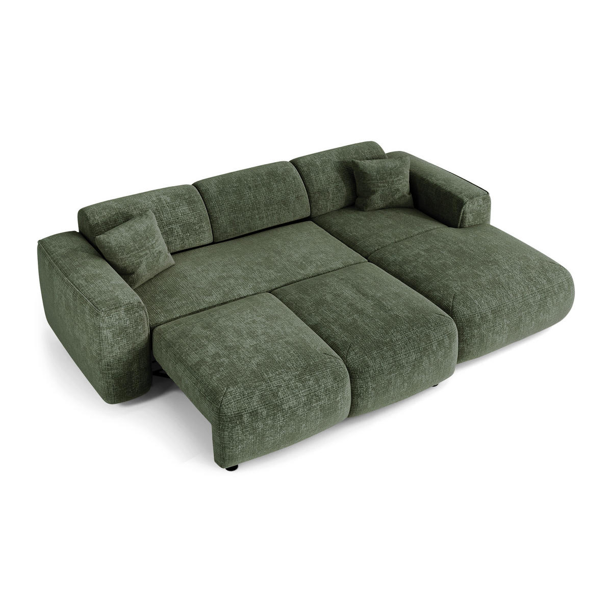 ECKSCHLAFSOFA Geprägter Samt Smaragdgrün 283cm - Smaragdgrün, Textil (283/180cm) - Sia Home