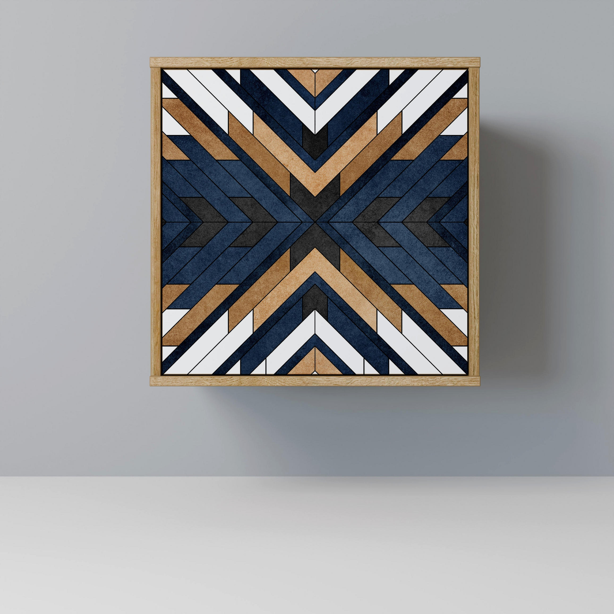 SIDEBOARD ARTFUL GEOMETRY, Eichefarben, 57,5x42x57,5 cm, Ohne Füße - Eichefarben/Multicolor, Holzwerkstoff (57.5/57.5/42cm) - SpaceRebels