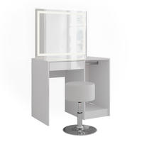 SCHMINKTISCH Sherry Weiß/Weiß Hochglanz 89.8 cm mit LED-Spiegel und Hocker - Weiß Hochglanz, Holzwerkstoff (89.8/76/50.1cm) - Vicco