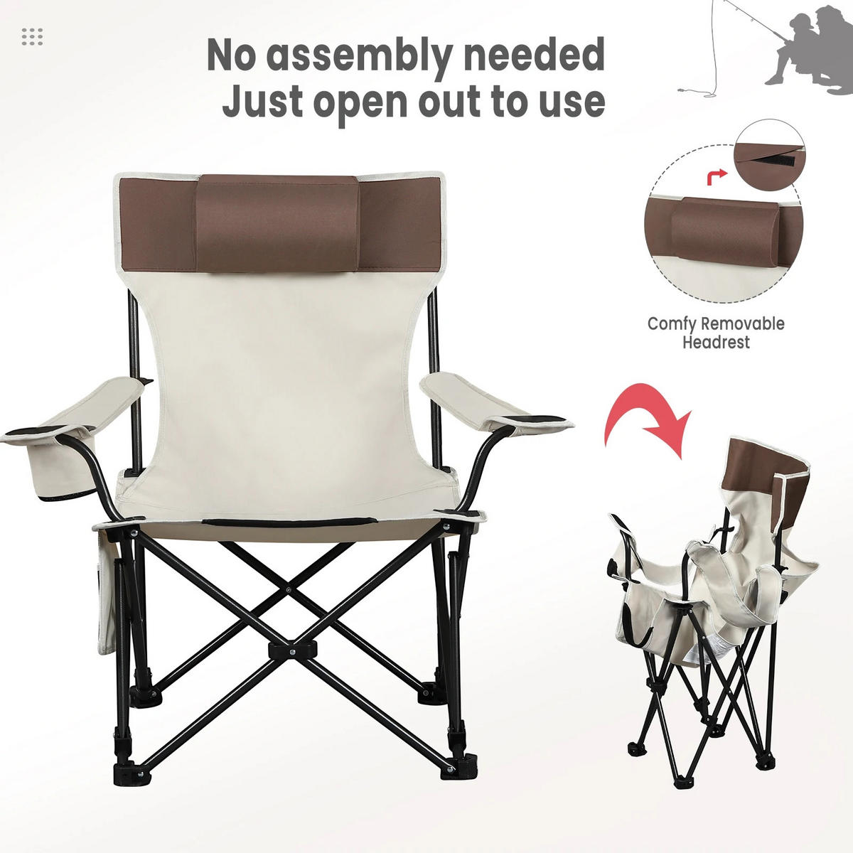 GARTENLIEGE Klappbar Beige mit Kopfstütze, Getränkehalter & Aufbewahrungstasche - Beige, Textil/Metall (58.5/83cm) - Kaket