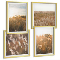 BILDER SET 4er Set - 50x50 cm & 40x60 cm Goldrahmen - Sommerwiesenblumen Sonnenuntergang - Goldfarben, Kunststoff (50/50cm) - TULUP