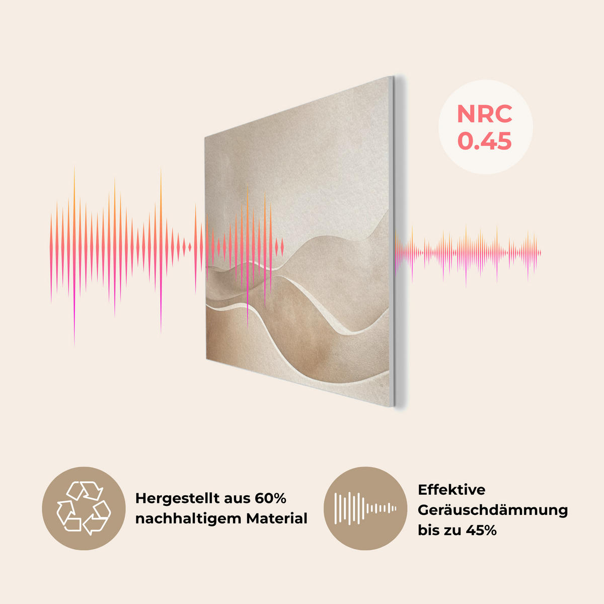 AKUSTIKBILD Beige - Natur - Abstrakt - Modern Akustikpaneele 90x60 cm - Beige, Kunststoff (90/60/0.9cm) - MuchoWow