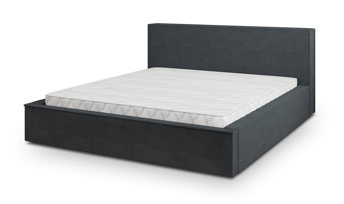 POLSTERBETT CELORA 140x200 cm mit Bettkästen - Graphitfarben - Graphitfarben, Holz (140/200cm) - MASSENO