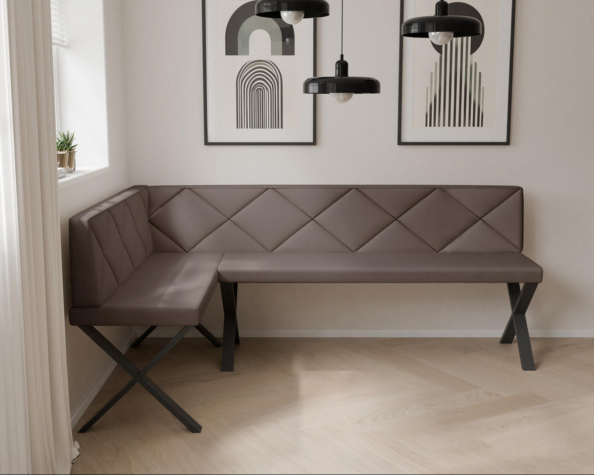 ECKBANK links VERO X Kunstleder gesteppt, 142/196 cm Braun - Braun, Kunststoff/Textil (142/196cm) - Idohome