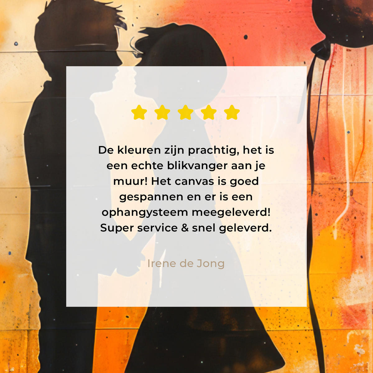 LEINWANDBILD Straßenkunst - Liebe - Graffiti - Kunst - Banksy 50x50 cm - Orange, Textil (50/50cm) - MuchoWow