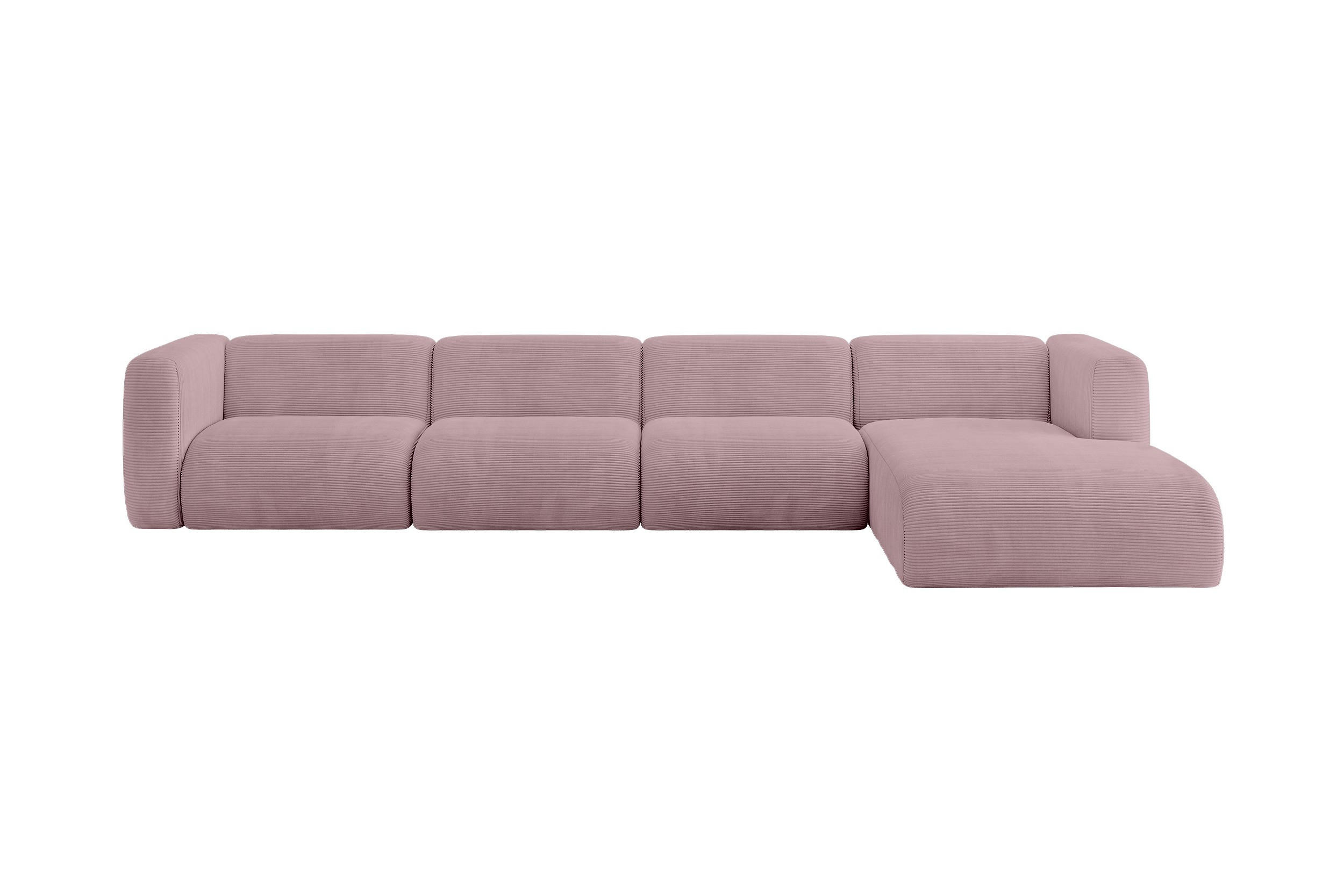 ECKSOFA Ottomane Rechts MIRA-L3 409x179x70 Rosa Cord - Schwarz/Rosa, Holzwerkstoff/Kunststoff (409/179cm) - ALTDECOR