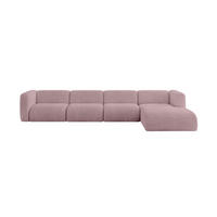 ECKSOFA Ottomane Rechts MIRA-L3 409x179x70 Rosa Cord - Schwarz/Rosa, Holzwerkstoff/Kunststoff (409/179cm) - ALTDECOR