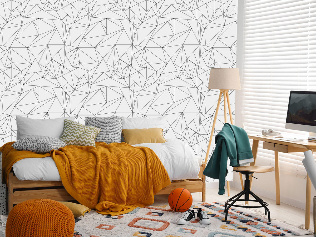 VLIESTAPETE Geometrische Linien – Schwarz, Weiß – 50x1000 cm - Schwarz/Weiß, Papier (50/1000cm) - Muralo