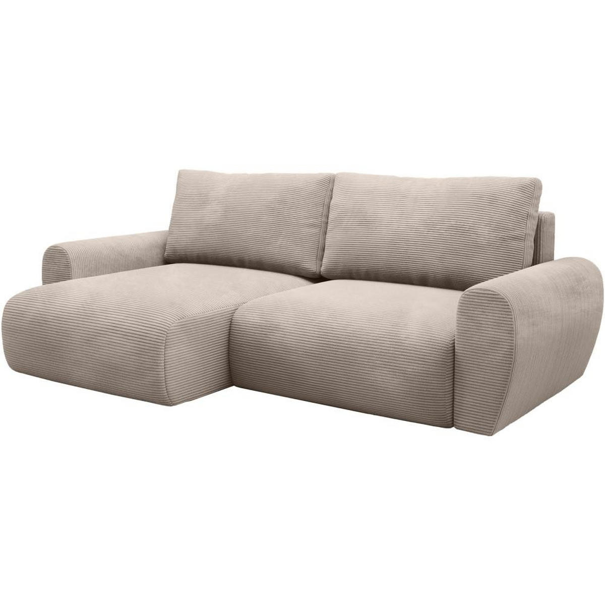 ECKSCHLAFSOFA Poss L cappuccino links - Cappuccino, Textil (253/153cm) - Beautysofa