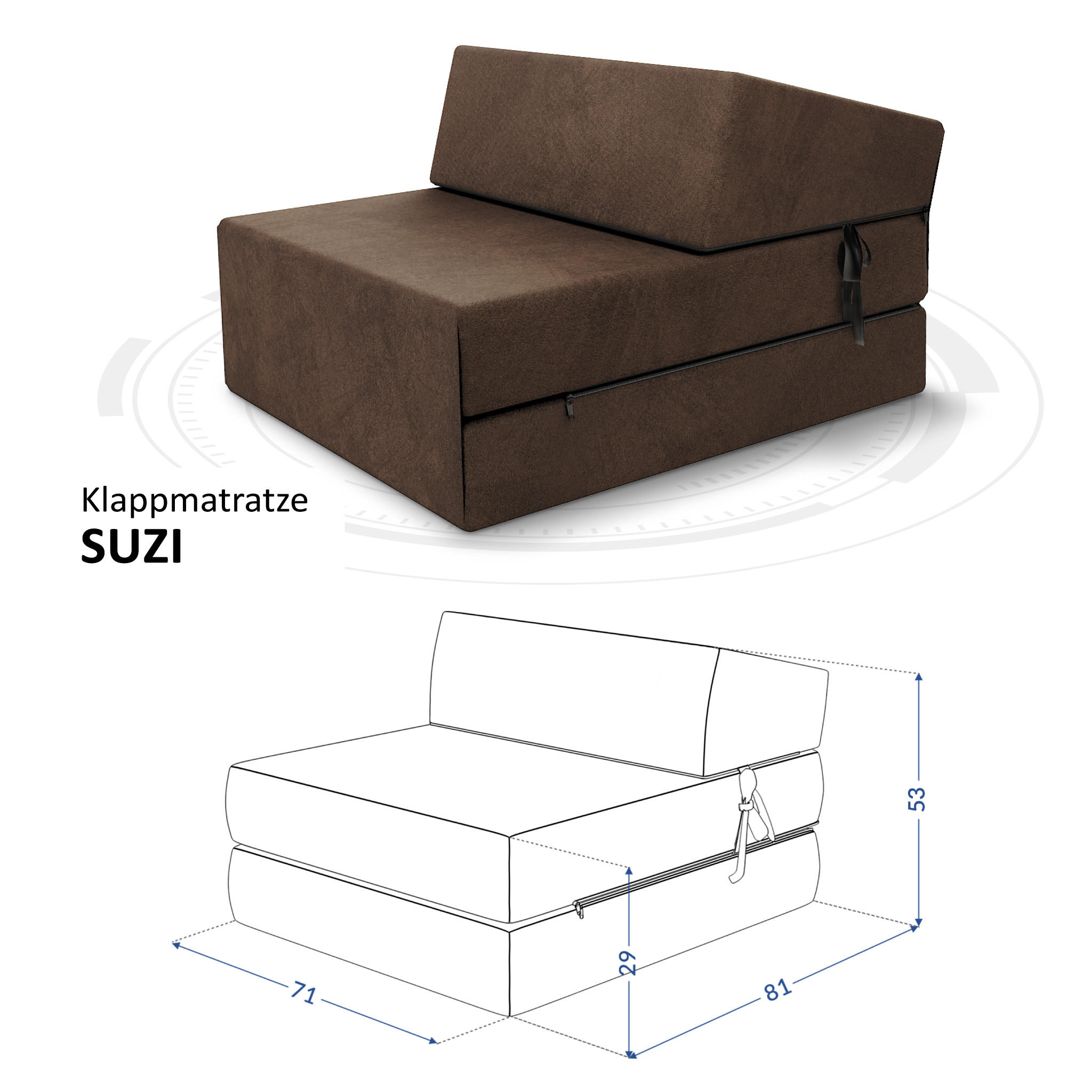 KLAPPMATRATZE SUZI - Braun, Textil (70/200cm) - FDM