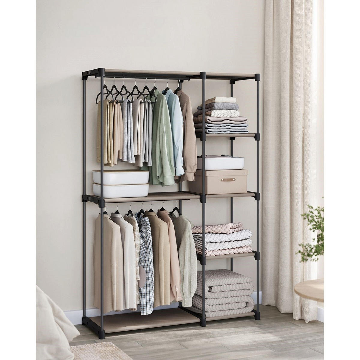 KLEIDERSCHRANK BRAZZAVILLE - Taupe, Kunststoff (124/182/43cm) - Hansiro