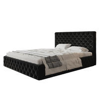 BETT 180x200 - Polsterbett mit Bettkasten und Holzrahmen - Elegant Betten - Weicher Jasminstoff - Kollektion Miami, Schwarz - AlpiMeble - Schwarz, Holz/Kunststoff (180/200cm) - Alpi-Möbel