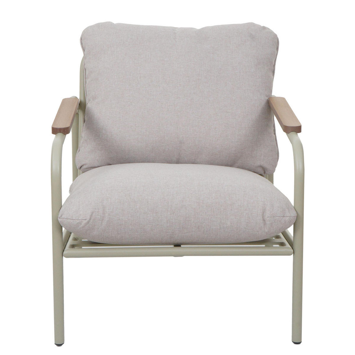 GARTENSESSEL aus Aluminium HxBxT 81x68x88cm Sitzhöhe 46cm Olefin Stoff/Textil (205 g/m²) Hellgrün Polster Beige - Grün, Metall (68/81/88cm) - PROREGAL