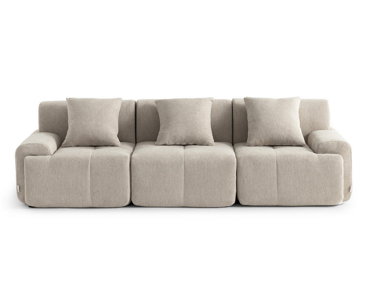 3-SITZER-SOFA Chenille Sandbeige - Sandfarben, Textil (260/73/95cm) - MILYsofa