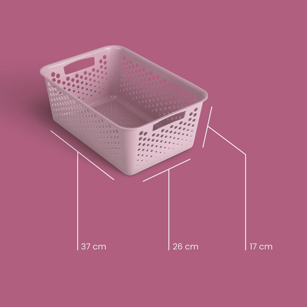AUFBEWAHRUNGSKORB Rosa 37x26x17 cm - 1er Pack - Rosa, Kunststoff (26/17/37cm) - ProHome