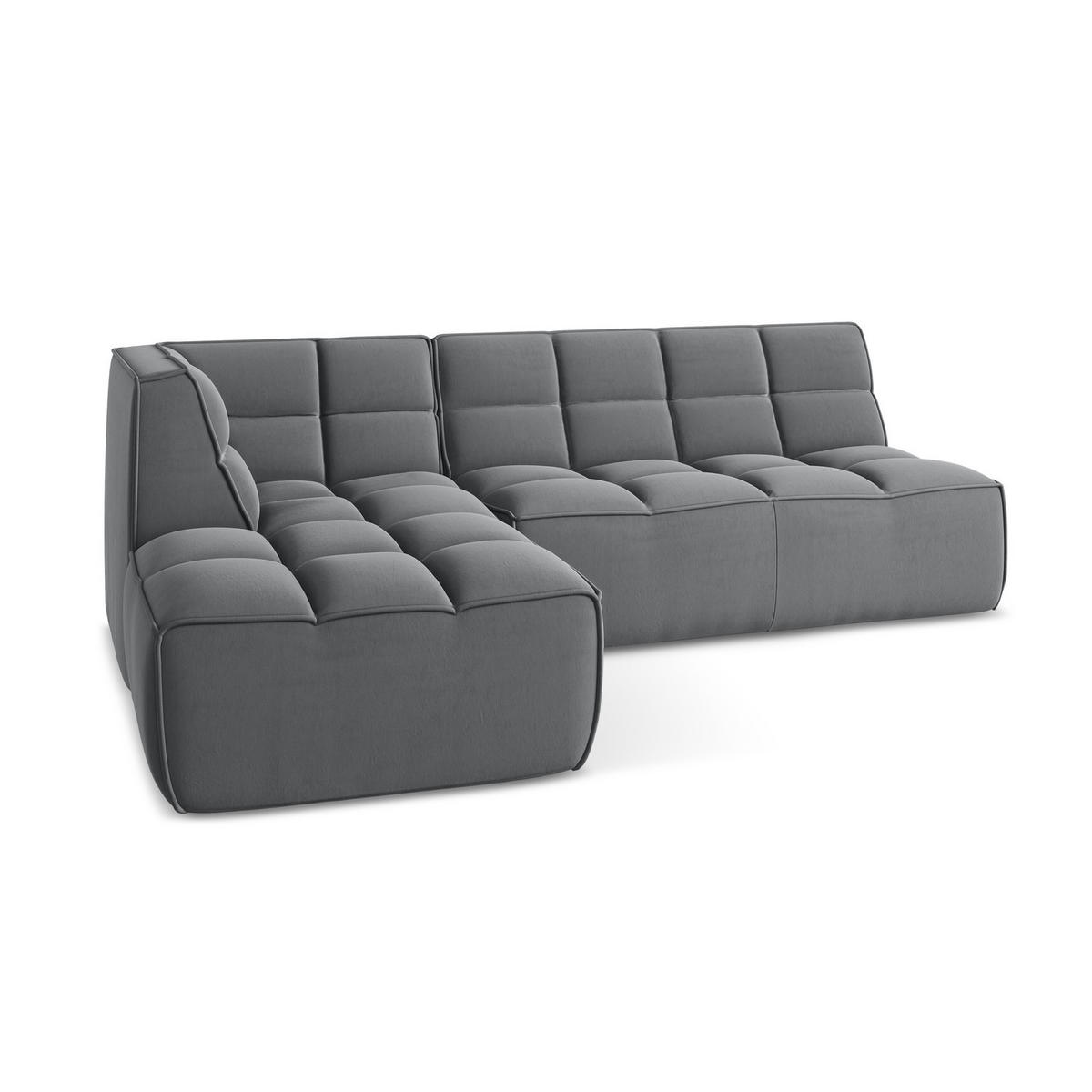 ECKSOFA Beidseitig Samt Stoff Grau - Dunkelgrau/Schwarz, Kunststoff/Textil (258/178cm) - LaMiaSofa