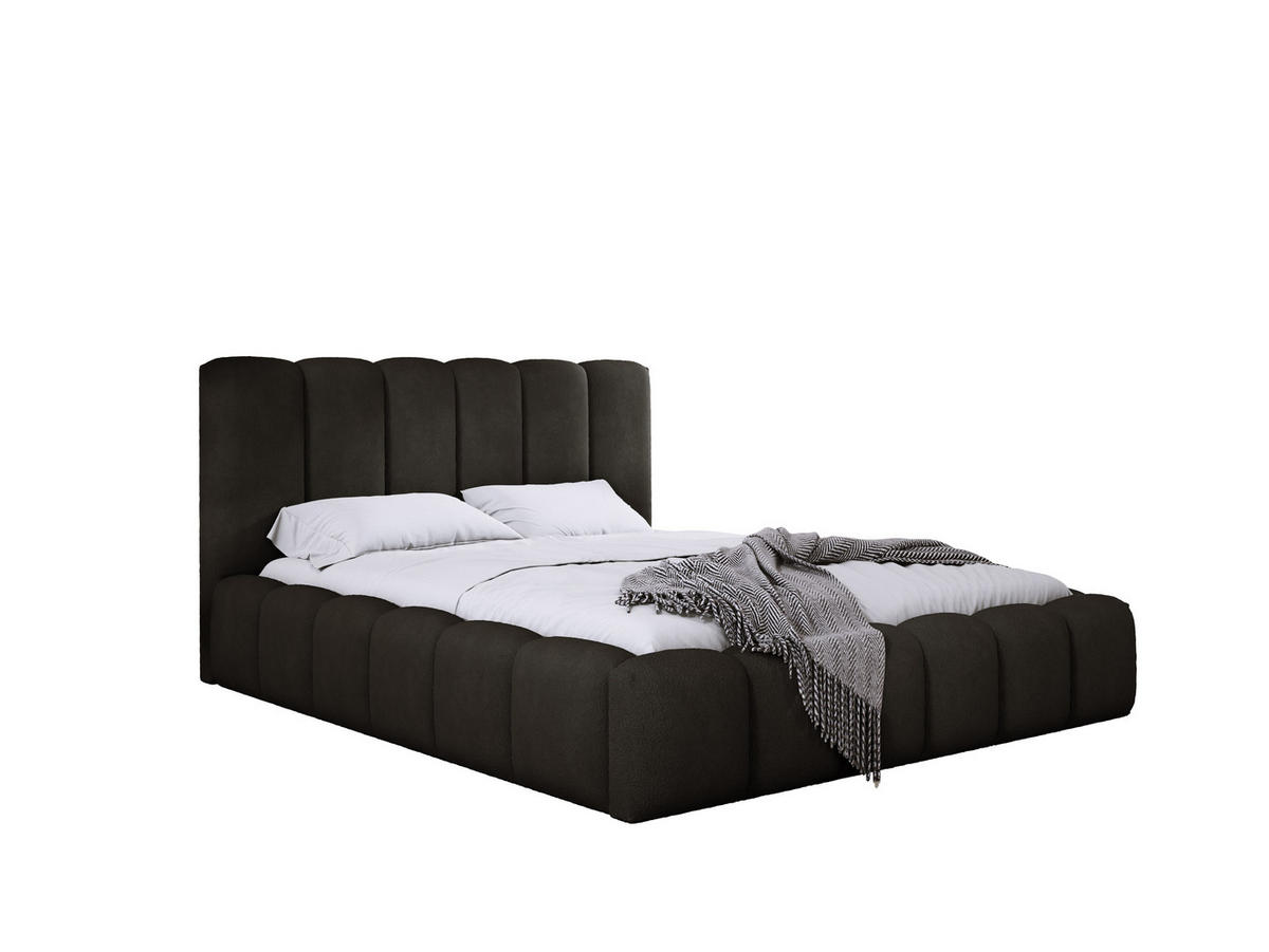 POLSTERBETT VELORA 180x200 SCHWARZ - Schwarz, Textil (180/200cm) - Luxkor24