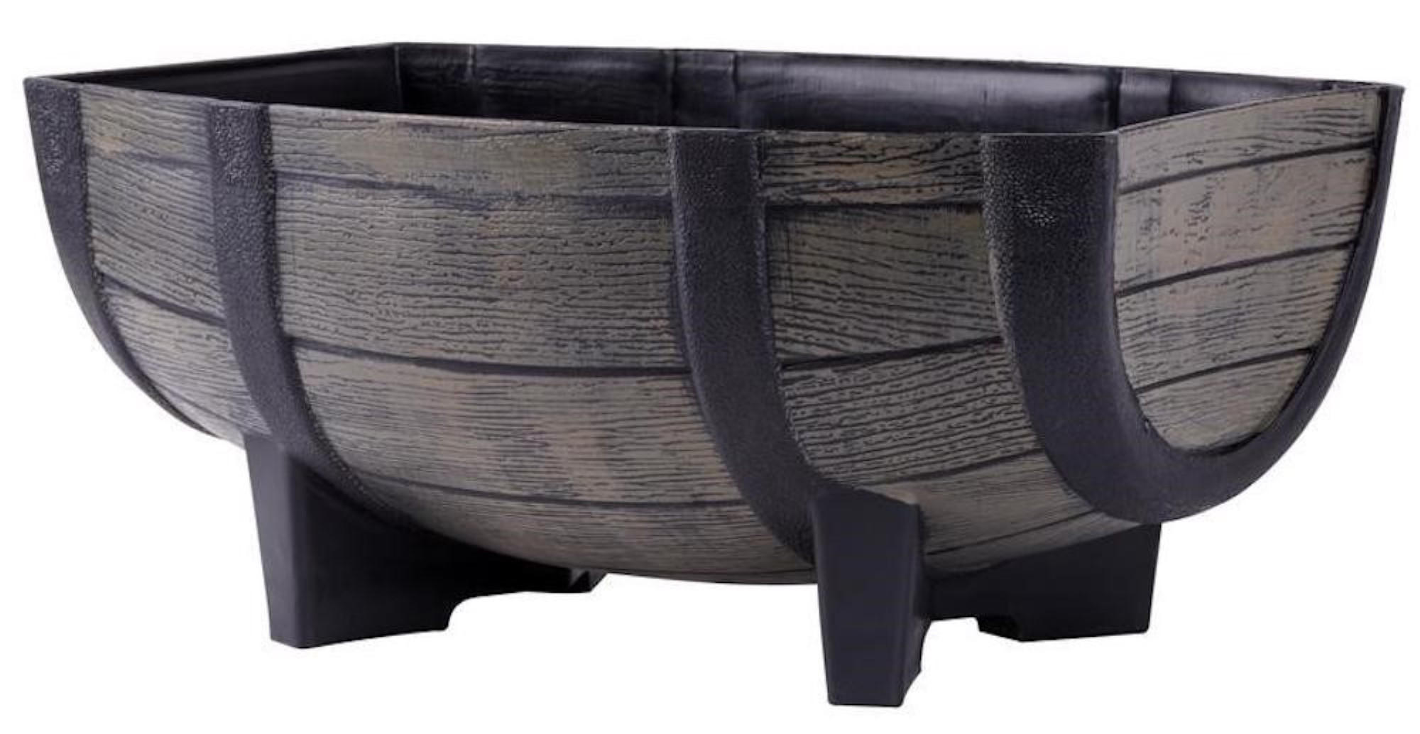 BLUMENTOPF GDA Holz-effekt 817, 41x29x19cm, Fass - Schwarz, Kunststoff (19cm) - PROREGAL