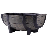 BLUMENTOPF GDA Holz-effekt 817, 41x29x19cm, Fass - Schwarz, Kunststoff (19cm) - PROREGAL