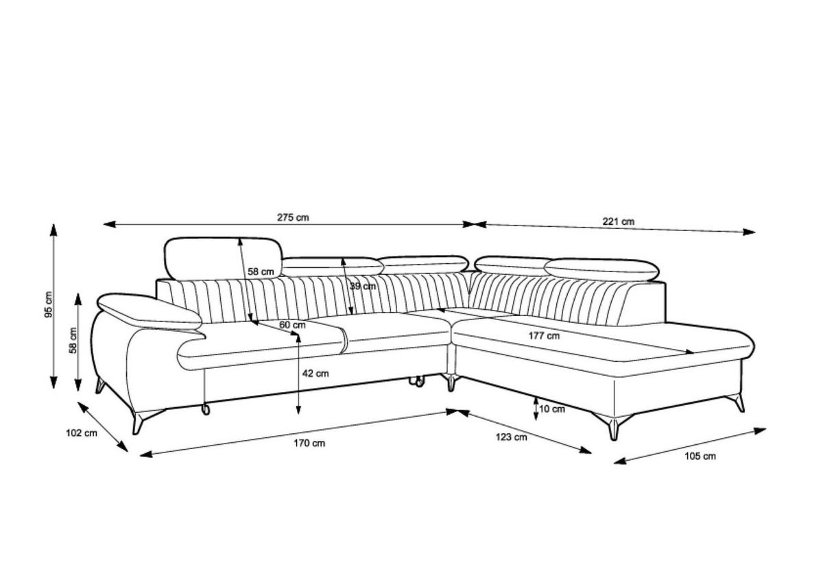 ECKSOFA BELT Grau 275x221x95 cm - Grau, Textil (275/221cm) - FURNLUX