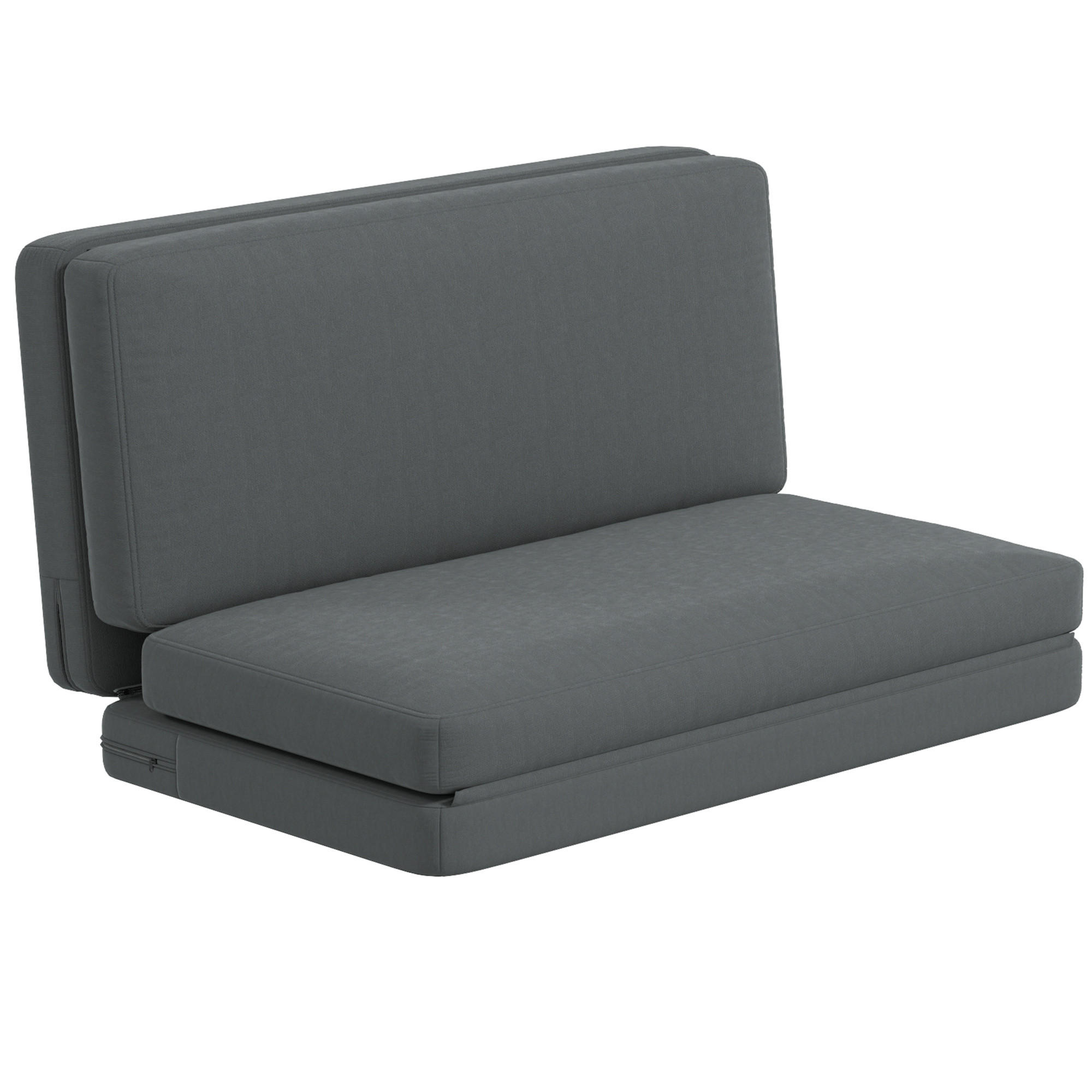 BODENSOFA 3-in-1 Klappbar Schlafsofa mit Samtoptik für Schlafzimmer, Wohnzimmer - Dunkelgrau, Textil (138/10/270cm) - HOMCOM