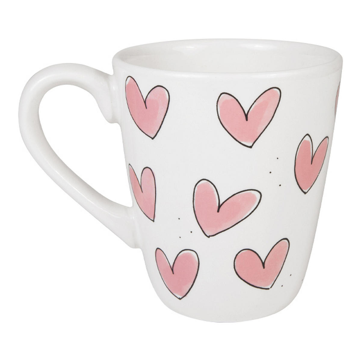 BECHER Rosa Herzen in Rosa - 350 ml - Pink, Keramik (0.35L) - Blond Amsterdam